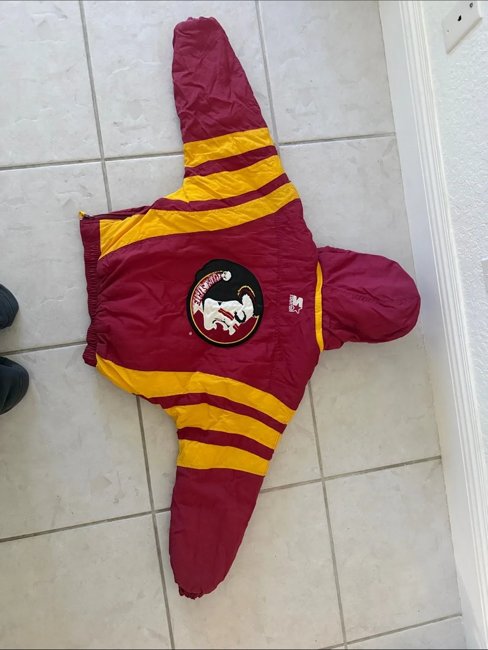 FSU Vintage Large Kids Maroon and Yellow Hooded Windbreaker